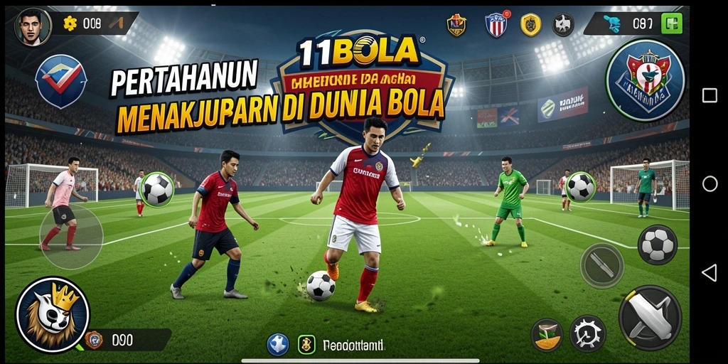 Tampilan gameplay mendebarkan di 11BOLA dengan strategi Tower Defense.
