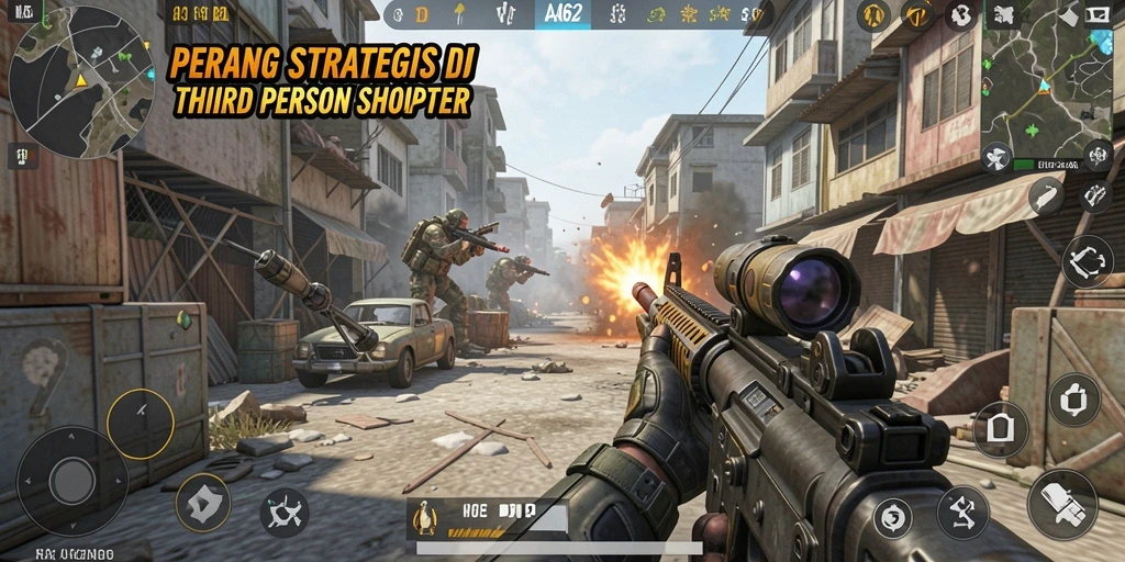 Tangkapan layar gameplay AA62 dengan aksi seru TPS.