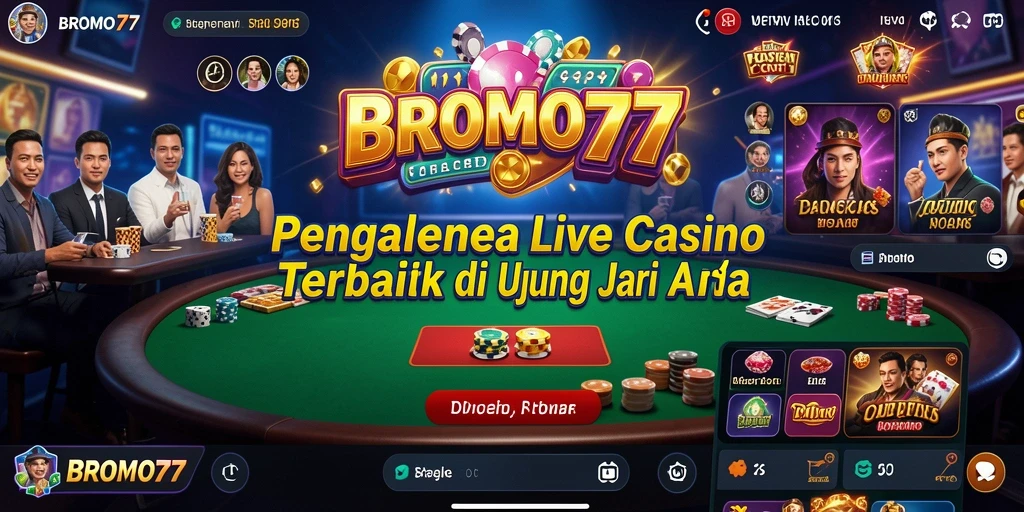 Tampilan gameplay Live Casino yang mendebarkan di BROMO77.