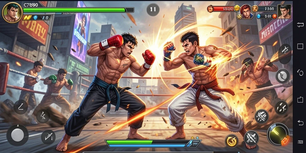 Tampilan gameplay C7890 dengan pertarungan yang seru dan grafis yang menawan.
