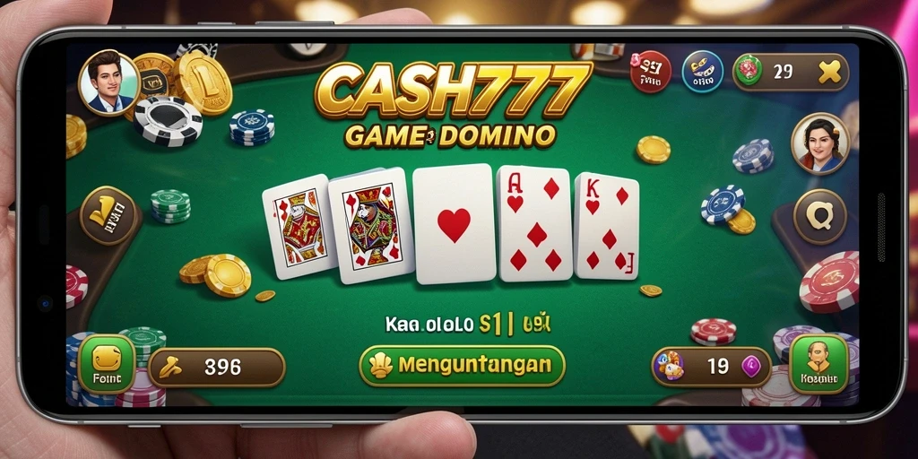 Screenshot utama game CASH777 menampilkan gameplay Domino yang menarik.