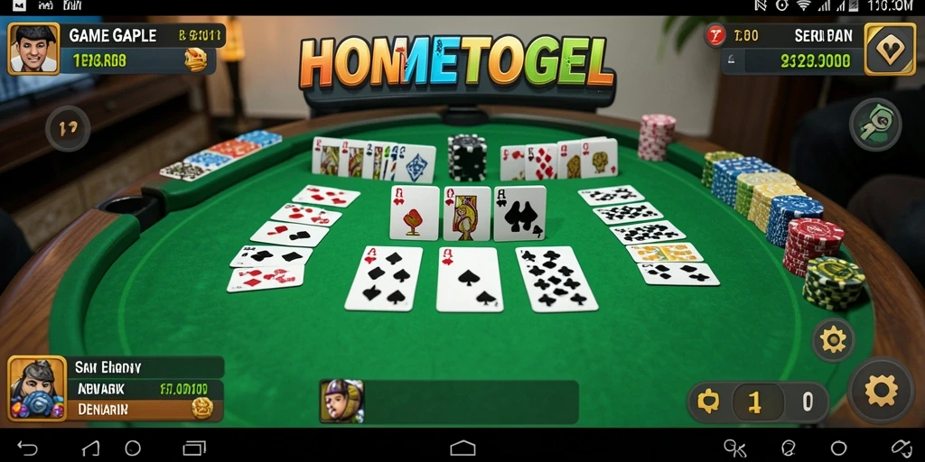 Screenshot gameplay HOMETOGEL menampilkan suasana pertandingan Gaple yang seru.