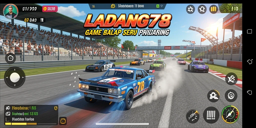 Tampilan gameplay balapan seru di LADANG78 dengan grafis memukau.