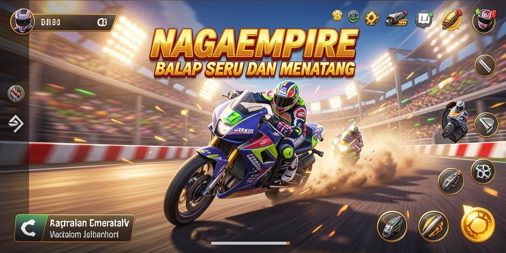 Screenshot gameplay seru NAGAEMPIRE saat balapan.