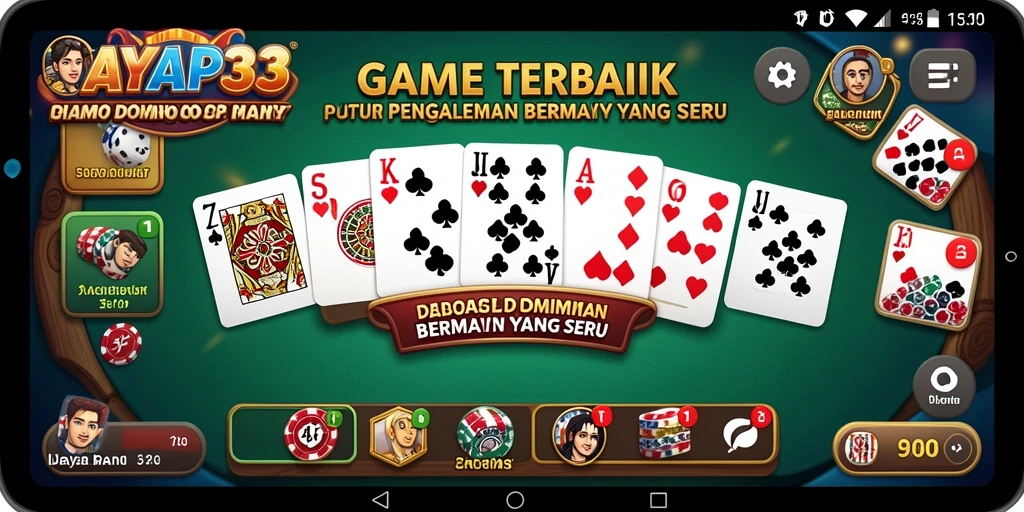 Screenshot utama SAYAP33 menampilkan gameplay Domino yang seru.