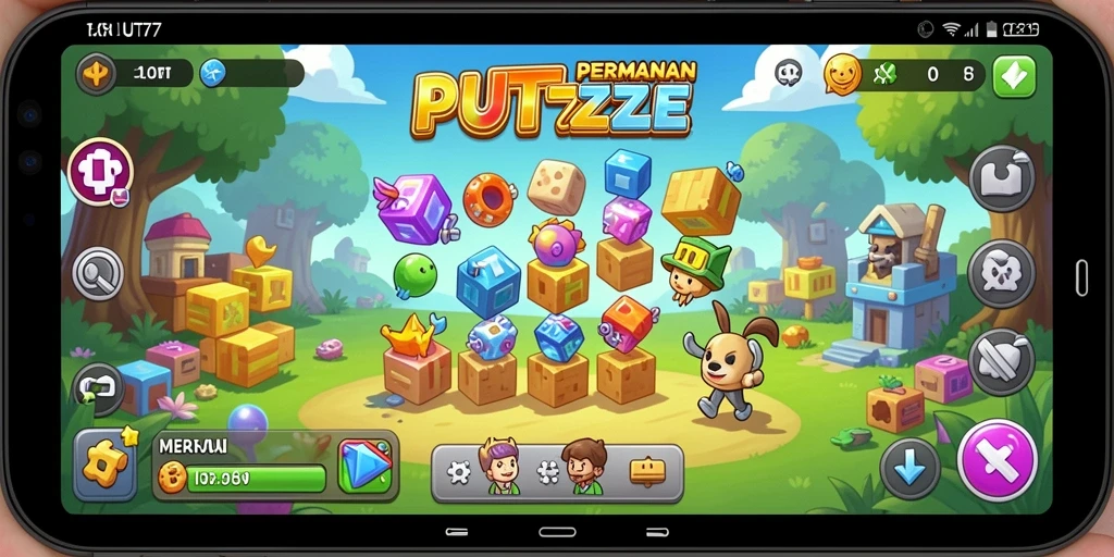 Tampilan gameplay UT77 yang penuh warna dan menantang.